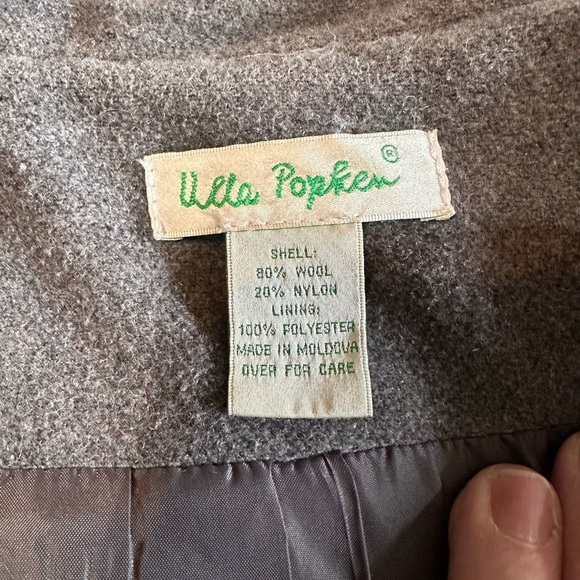 Ulla Popken Size 16/18 Wool Blend Button Up Coat. 40” Hem. Pockets. Band Collar - Picture 7 of 9